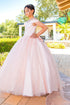 Girls Multi Color Bliss Mini Quince Off-Shoulder Tail Pageant Dress 2-16